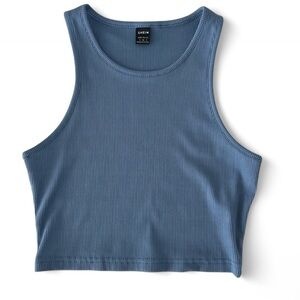 SHEIN Blue Fitted Crop Tank Top